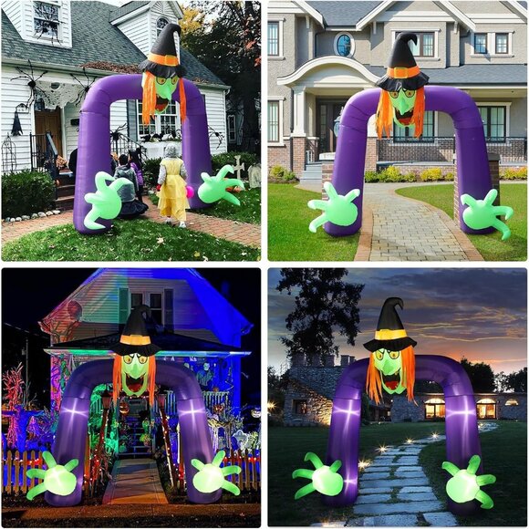 Halloween Inflatable Archway 10ft Arch Inflatable Witch Blow up Yard Decorations - Picture 6 of 8